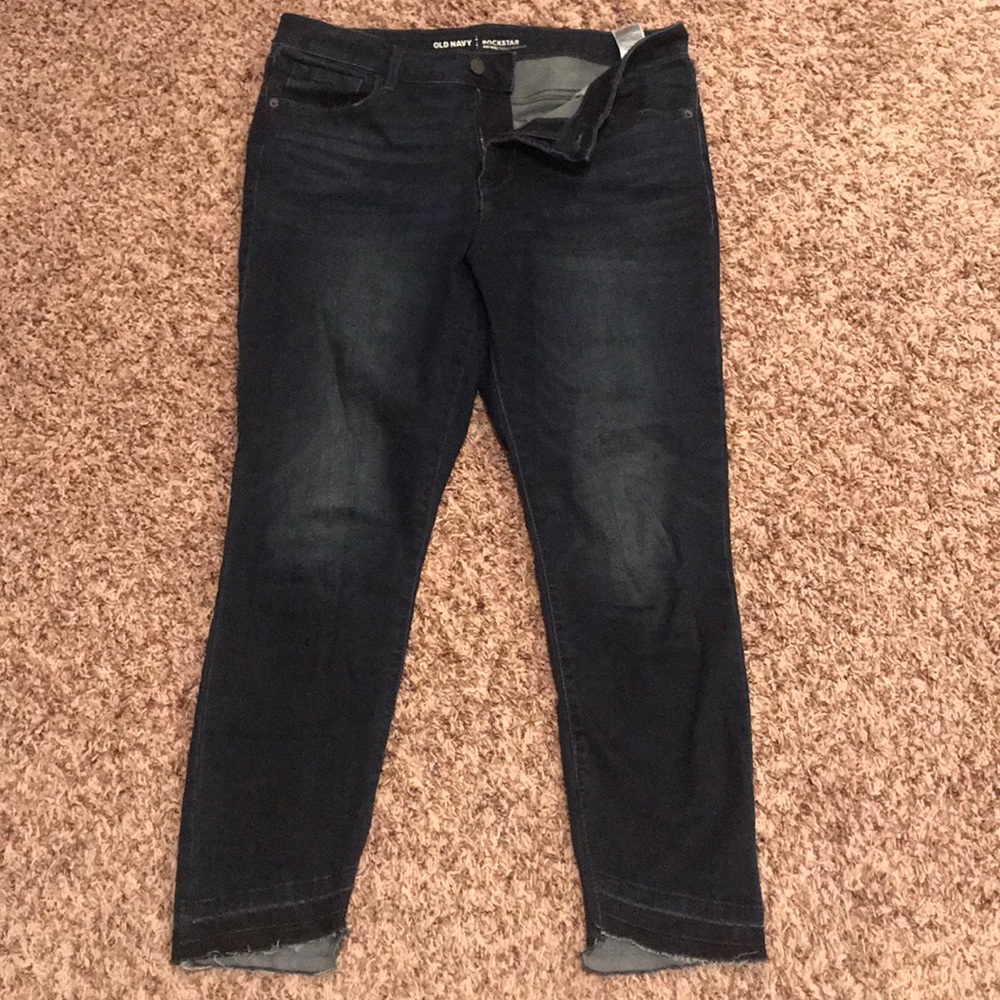 Old Navy Rockstar jeggings with frayed bottom